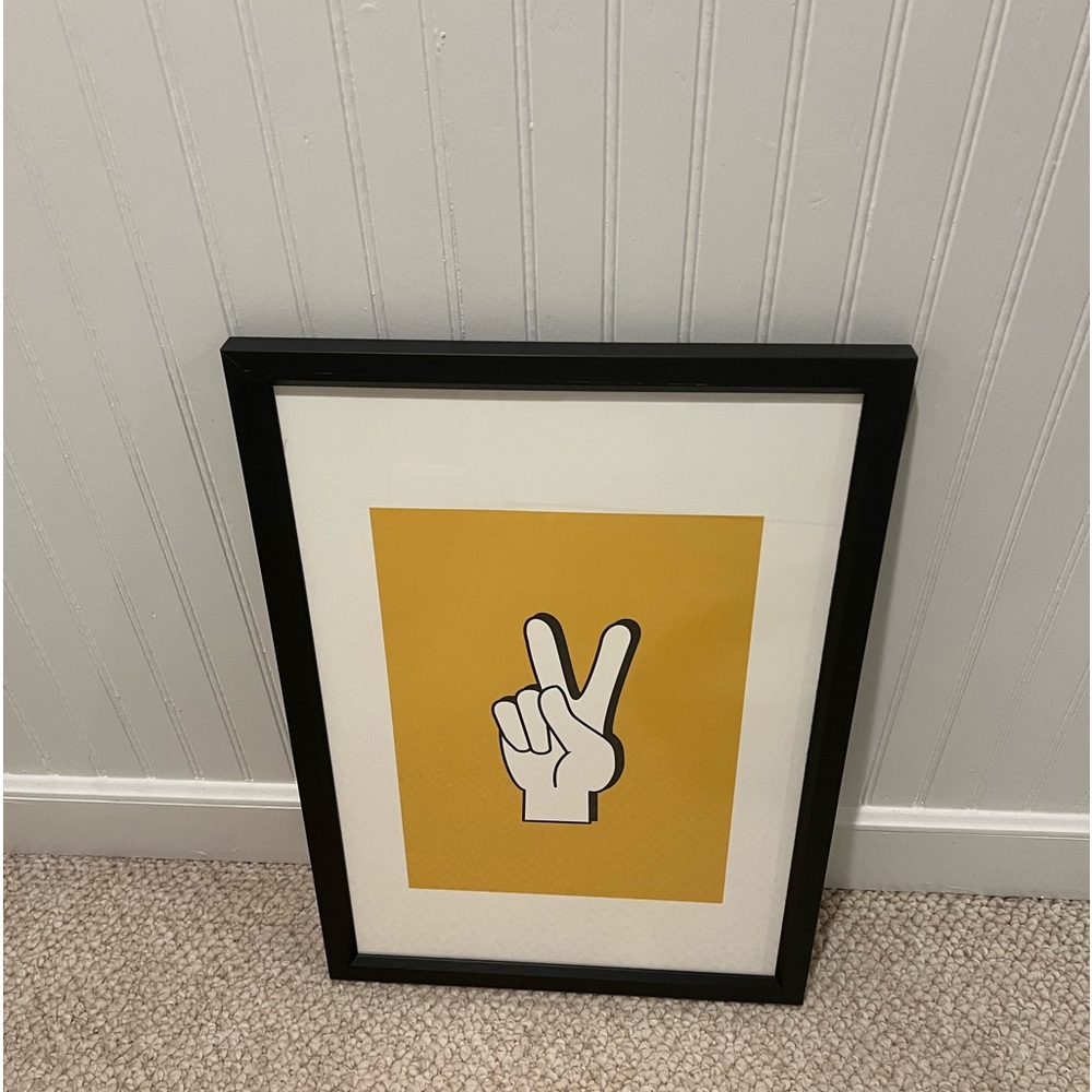 Peace Sign Yellow Framed Print
